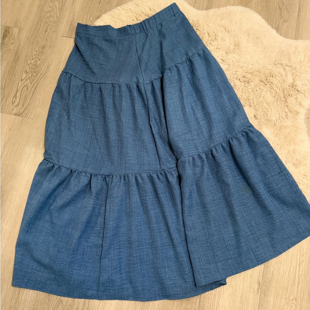 Flowy Jean Maxi Skirt